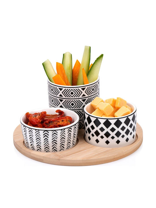 Atmosphera Porcelain Dessert Divided Serving Tray with 3 Slots Multicolour Ø20cmxY8.5cm 20x20x8.5cm 3pcs 24034