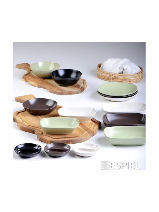 Espiel Porcelain Dessert Divided Serving Plate with 2 Slots Brown Ø9cm