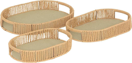 Atmosphera Διακοσμητικός Δίσκος Rattan Οβάλ 39x28x5.7cm 3τμχ