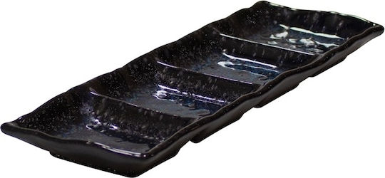 Ready Platou pentru aperitive 4 sloturi din Porțelan Neagră L26.4xl9cm 1buc