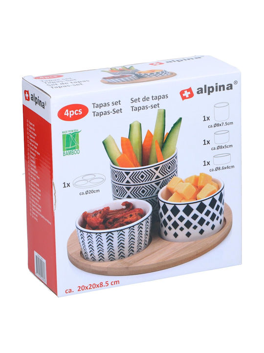 Atmosphera Porcelain Dessert Divided Serving Tray with 3 Slots Multicolour Ø20cmxY8.5cm 20x20x8.5cm 3pcs 24034