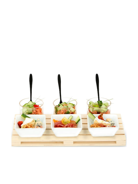 ArteLibre Inox Dessert Divided Serving Plate with 3 Slots Multicolour 15x30x2cm