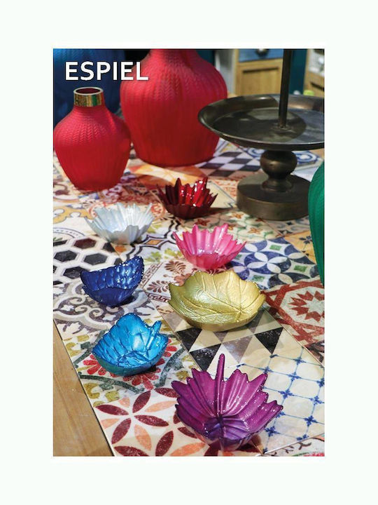 Espiel Round Glass Decorative Platter Botanic Pink 15x15x3.5cm