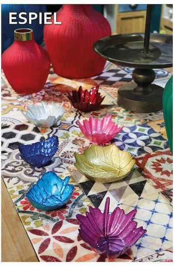 Espiel Botanic Platou Decorativ Rotundă Sticlă Roz 1buc 15x15x3.5buc