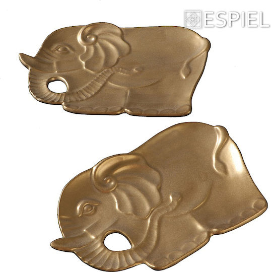 Espiel Ceramic Decorative Platters Set Elephant Gold 33x20.5x3.5cm 6pcs