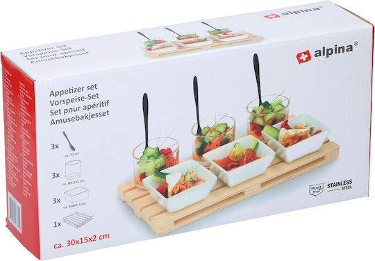 ArteLibre Inox Dessert Divided Serving Plate with 3 Slots Multicolour 15x30x2cm