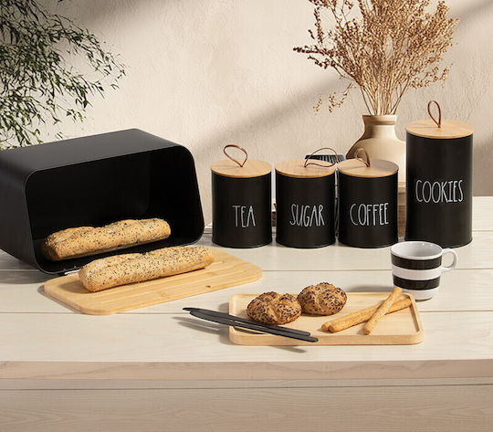 Nef-Nef Homeware Keksdose Metallisch Schwarz 12x12x20cm 1Stück
