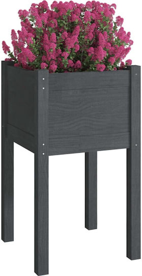 vidaXL Кутия за саксии Дърво Сив 40x40x70см.