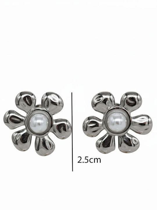 Awear Stud Earrings Made of Steel Gold Plated with Pearls