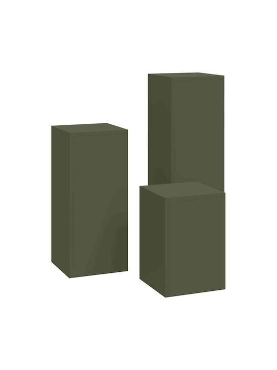 vidaXL Set 3 Töpfe Metall Olive