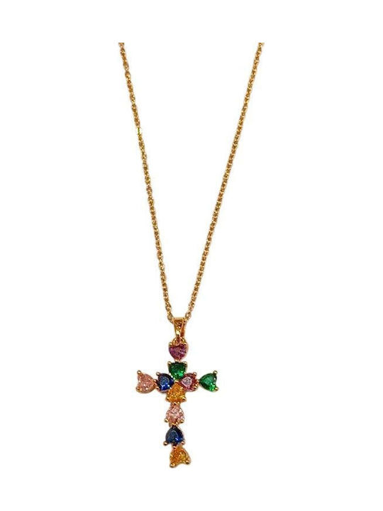 Awear Cross from Gold Plated Steel with Chain