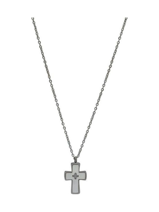 Awear Cross from Steel with Chain Silver Pink