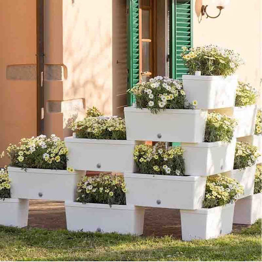 Bama Brick Set 5 Blumenkästen Kunststoff White Cream