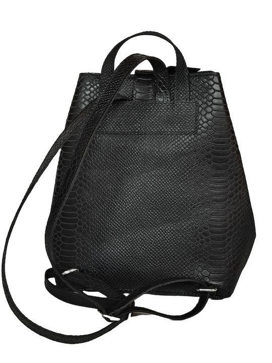 Leder Damentasche Rucksack Schwarz