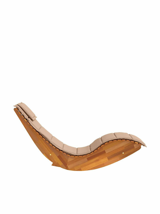 Șezlong din Lemn cu Pernă Bej 60x154x74cm
