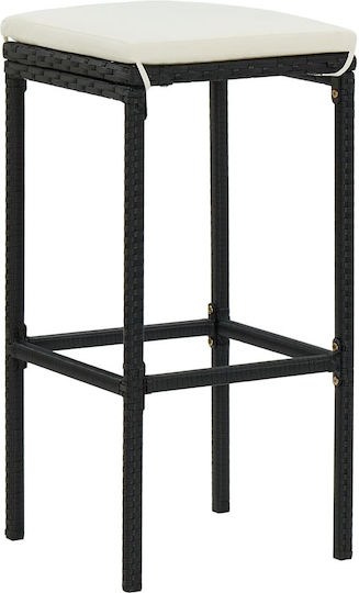 Stool for Bar Outdoor Black - White Cream 38x38x76cm
