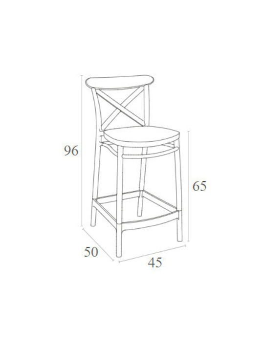 Stool for Bar Outdoor Cross Bar 65 Black 50x45x96cm