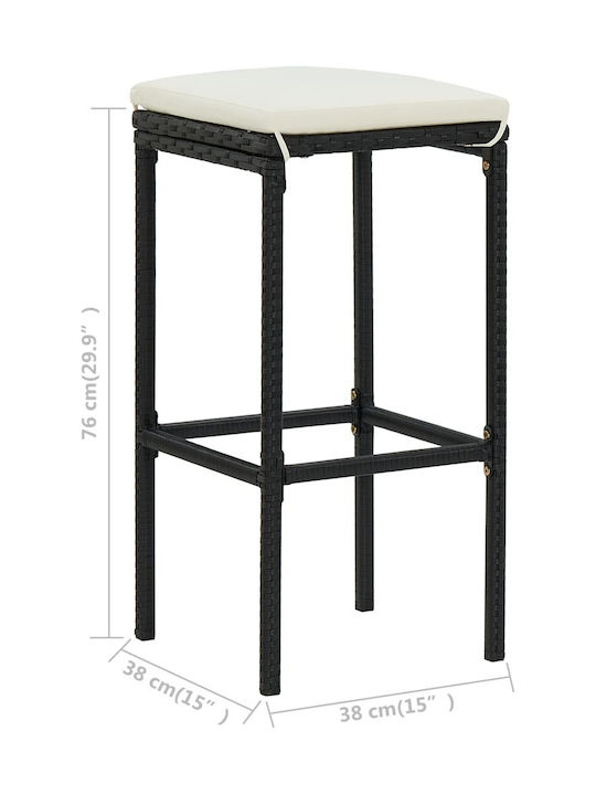 Stool for Bar Outdoor Black - White Cream 38x38x76cm