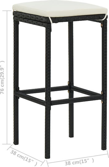 Stool for Bar Outdoor Black - White Cream 38x38x76cm