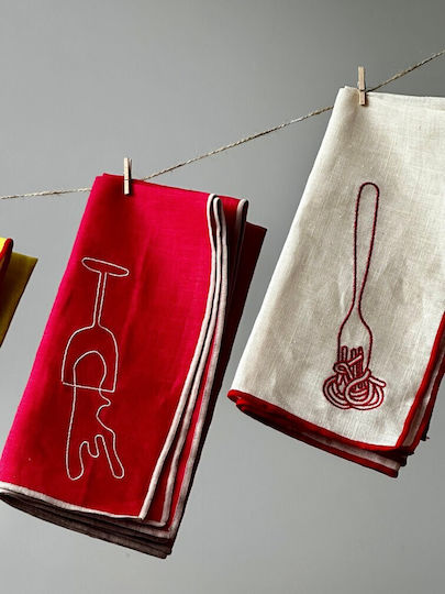 Maegen Towel from 100% Cotton in Red Color 44x44cm 2pcs