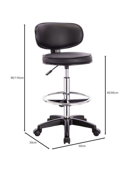 BF406 Office & Desk Stool with Backrest Round Black 2 Pieces 50x50x90cm