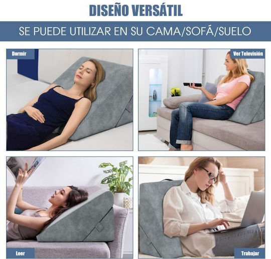 Costway Wedge Pillow with Memory Foam 58x50.5x36cm Gray HU10733GR