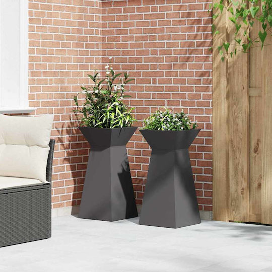 vidaXL Pot Stand Metal Black 35cmx35cmx73cmcm.