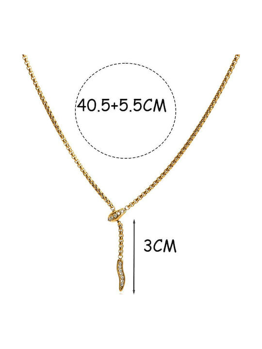Awear Necklace with design Snake from Steel with Zircon