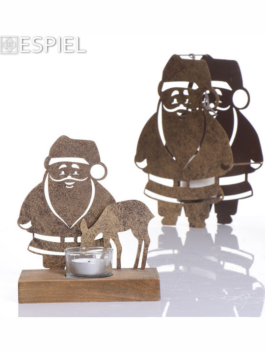 Espiel Santa Claus Christmas Metallic Gold Candlestick 27x20cm 4pcs