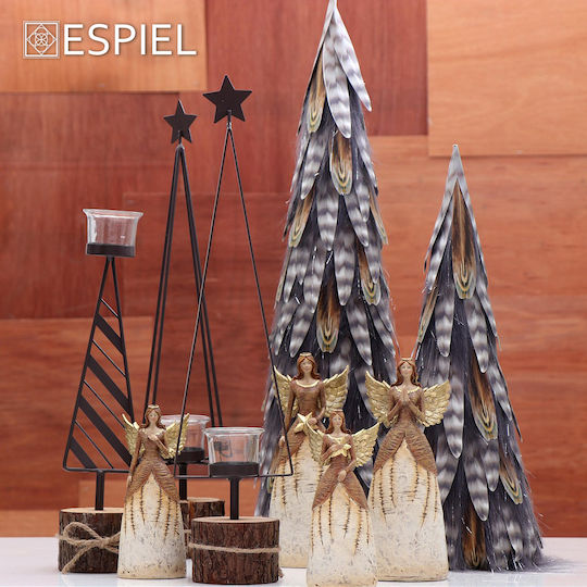 Espiel Χριστоулгенски свещи и свещници Метален Свещник Черен 37x8см.