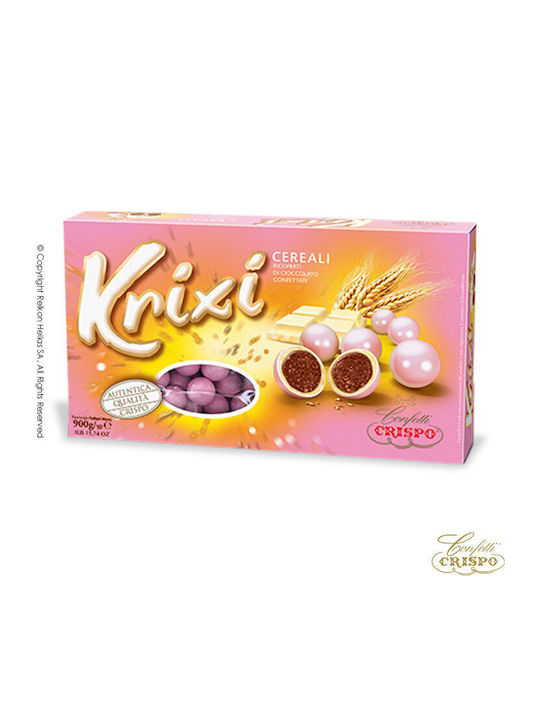 Confetti Crispo Crispy Κουφέτα Krixi σε Σχήμα Στρογγυλό με Γεύση Σοκολάτα Ροζ 900gr