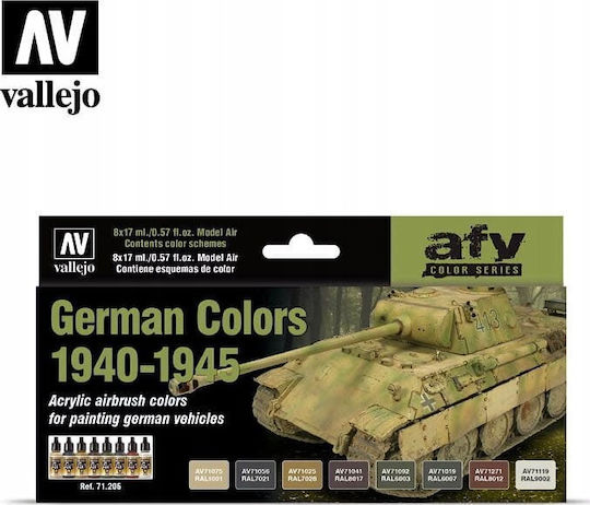 Acrylicos Vallejo Σετ Χρώματα Μοντελισμού σε Καφέ χρώμα 8τμχ
