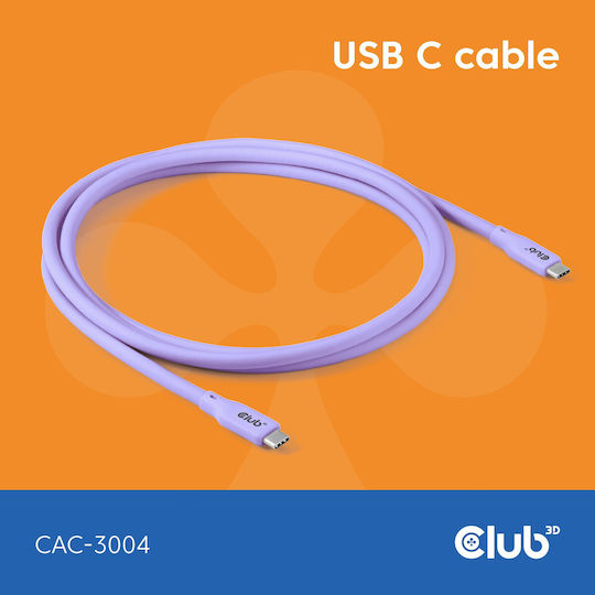 Club3D USB 2.0 Cable USB-C Male - USB-C 240W PD Purple 2m