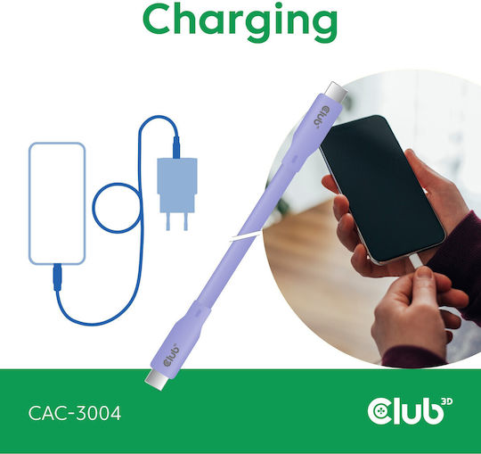 Club3D USB 2.0 Cable USB-C Male - USB-C 240W PD Purple 2m