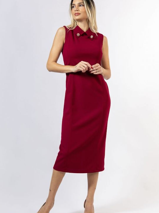 Sommer Midi Hemdkleid Ärmellos Burgundisches