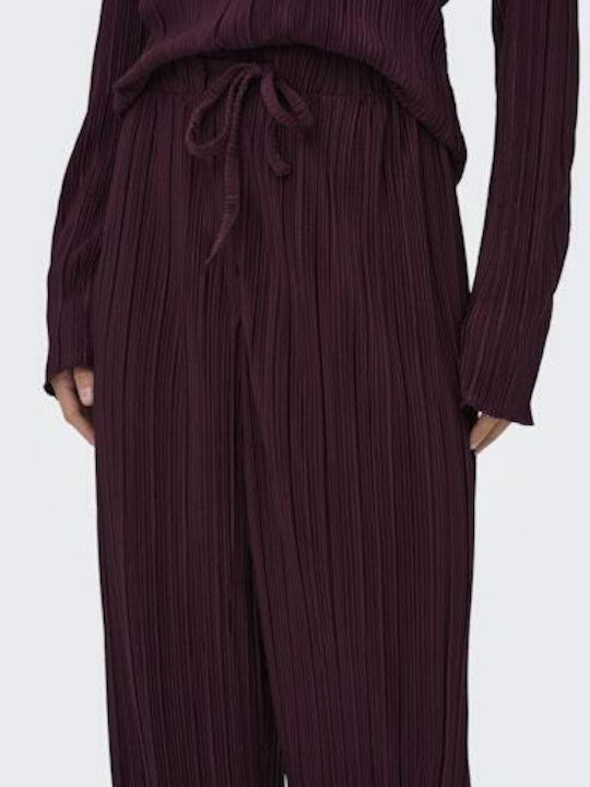 Damen Hoch tailliert Stoff Hose in Lockere Passform Schwarz