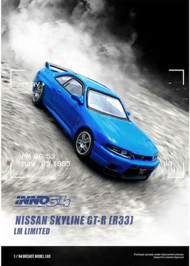Macheta Auto Nissan Skyline Gt-r R33 Blue 1:64 Inno