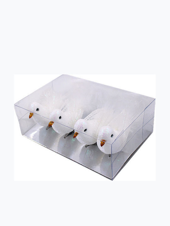 Christmas Decorative White Birds Clip 4 Pieces 1epx3162