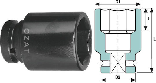 1'' Impact Socket Head 6 Sides Length 48