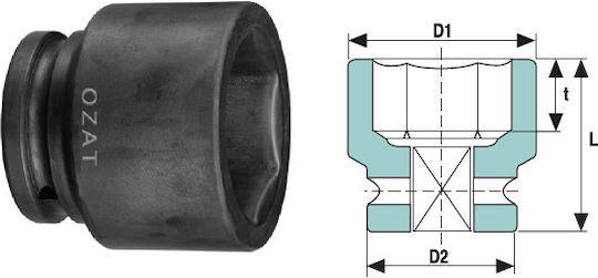 1'' Impact Socket Head 6 Sides Short 49
