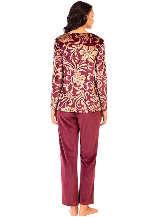 Secret Point Winter Damen Pyjama-Set Bordeaux