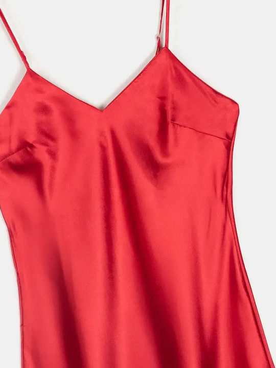 Satin Nachthemd Träger Rot Größe L XL
