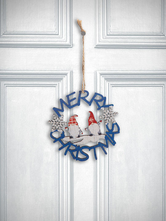 Christmas Decoration Wooden Gnomes Blue 10 Cm