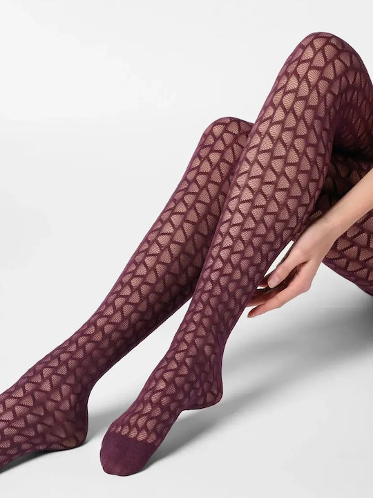 Women's Pantyhose 40 Den with Stitch Burgundy