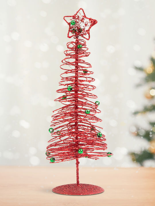 Ornament De Crăciun Copac De Crăciun Metalic 28 Cm Roșu