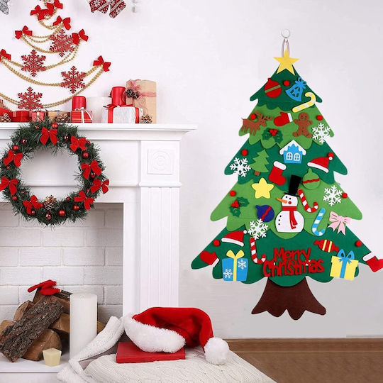 Felt Christmas Tree Children 32 Detachable Ornaments Wall Window Door Decorations New Year's Party Kids Bebelogic