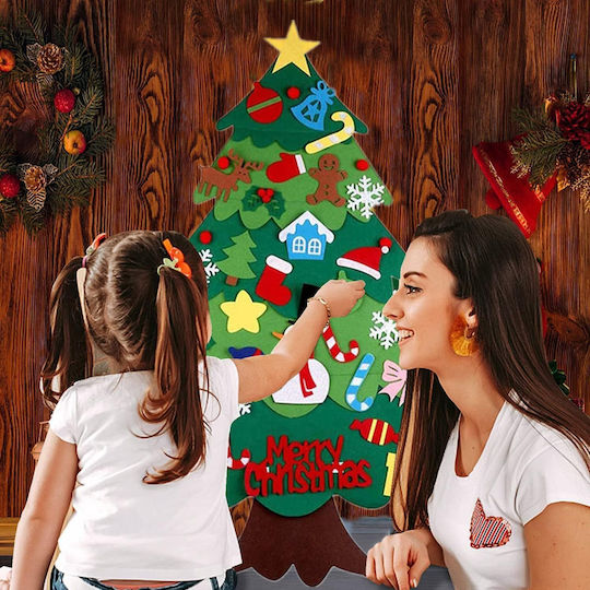 Felt Christmas Tree Children 32 Detachable Ornaments Wall Window Door Decorations New Year's Party Kids Bebelogic