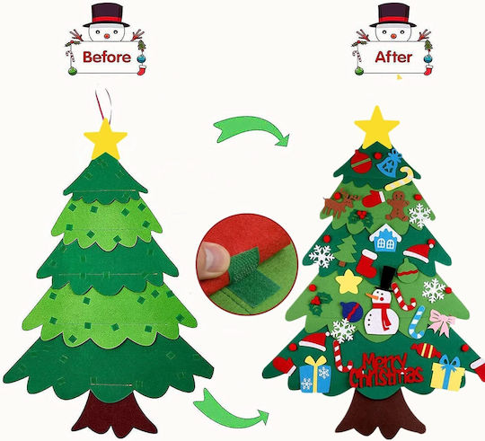 Felt Christmas Tree Children 32 Detachable Ornaments Wall Window Door Decorations New Year's Party Kids Bebelogic