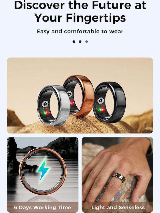 Kyklō Smart Ring 17.3mm Waterproof with Heart Rate Monitor Silver