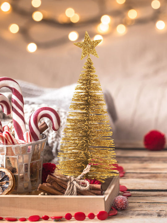 Mini Artificial Pine Decoration Glitter 18 Cm 4 Colors